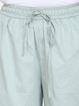 Dot Pattern Cotton Silk Culottes For Women - Sage Green