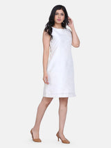 Dupioni Party Sheath Dress For Women - Creamy White