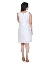 Dupioni Party Sheath Dress For Women - Creamy White