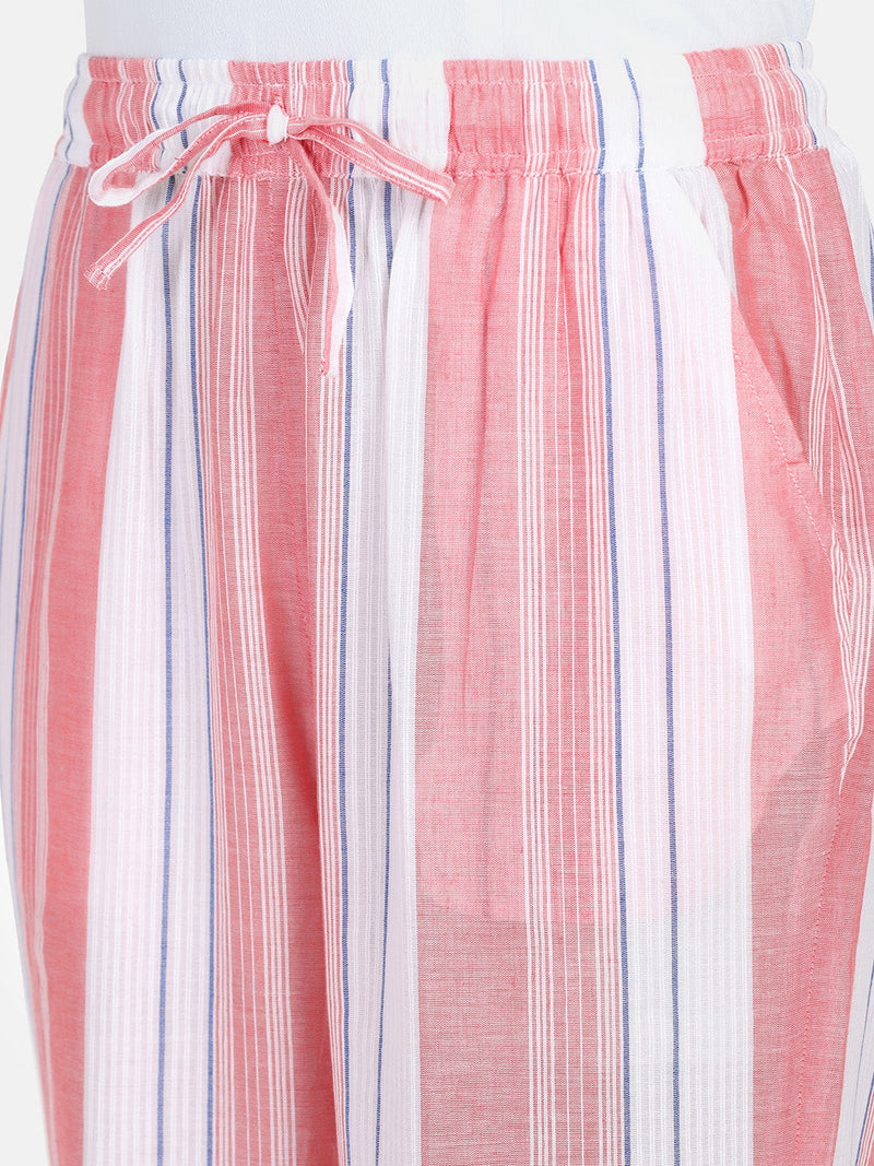 Striped Cotton Pyjama - Peach
