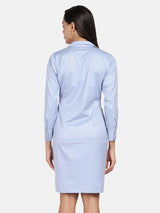 Business Formal Stretch Button Down Dress - Light Blue