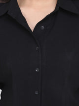 Button Detailed Collared Shirt - Black
