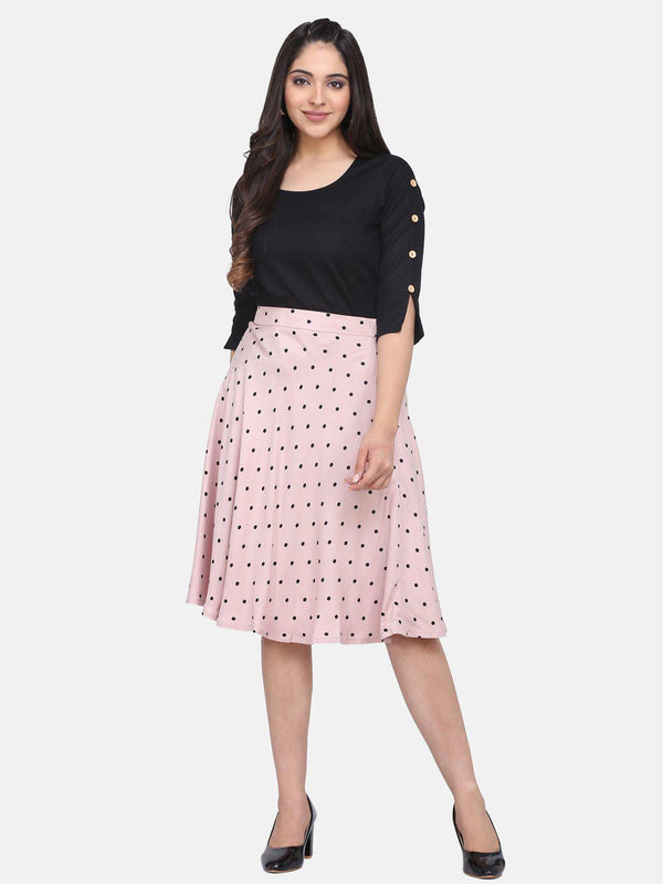 Blush Pink Rayon Polka Dot Skirt