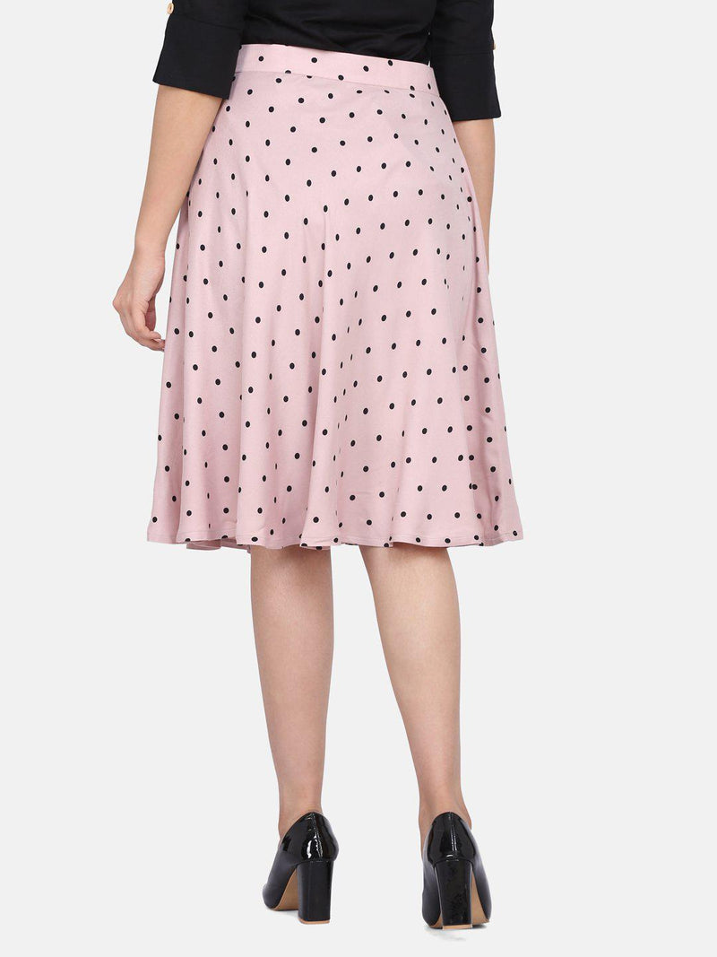 Blush Pink Rayon Polka Dot Skirt