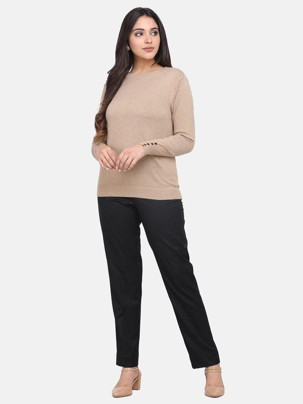 Cotton Pullover For Women - Tan Brown