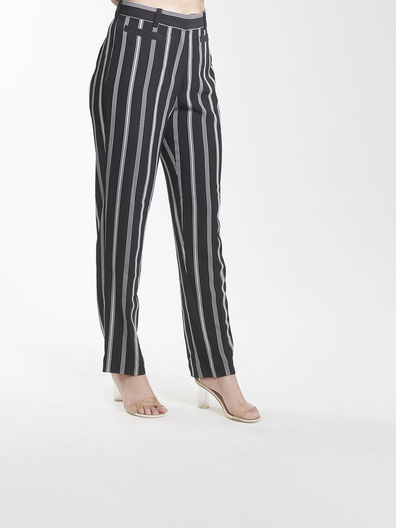 Black Striped Regular Fit Trouser