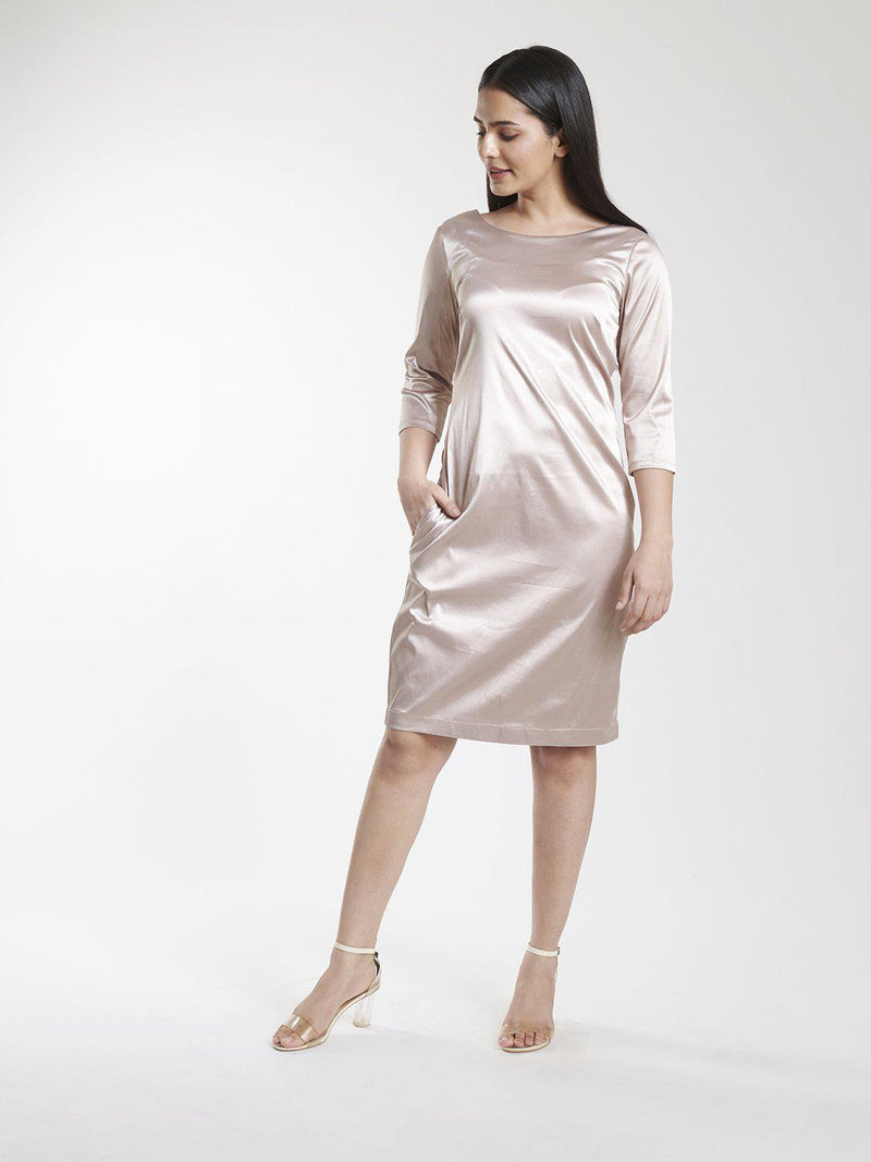 Satin Party Dress - Copper Brown
