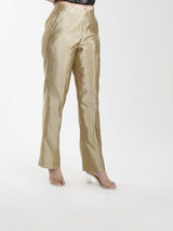 Golden Beige Silk Trousers